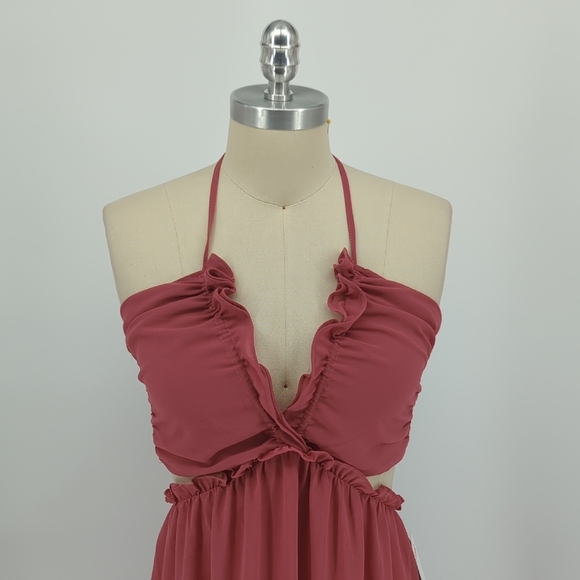 01499 Dress Day Ruffle Maxi Dress Pink Size Medium bohemian cottagecore summer - Picture 2 of 5